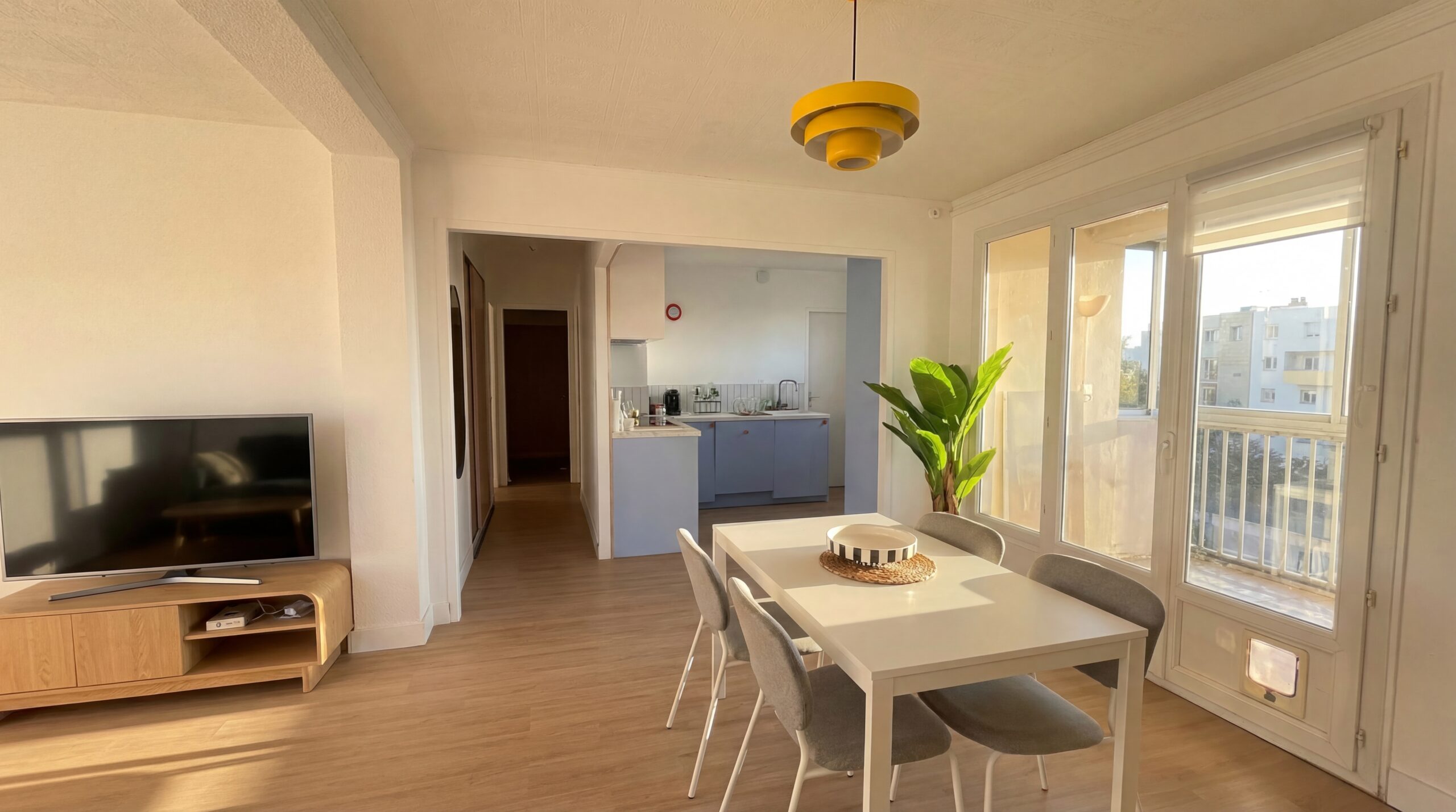 Salon colocation après rénovation Narbonne